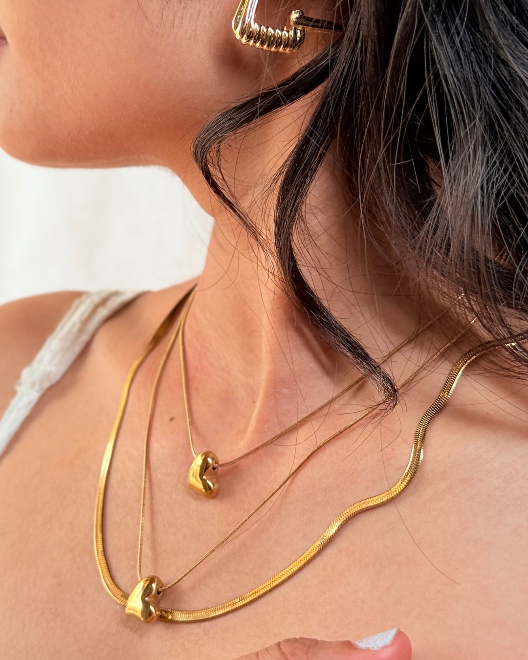 Starchic Layered Gold Heart Pendant Necklace