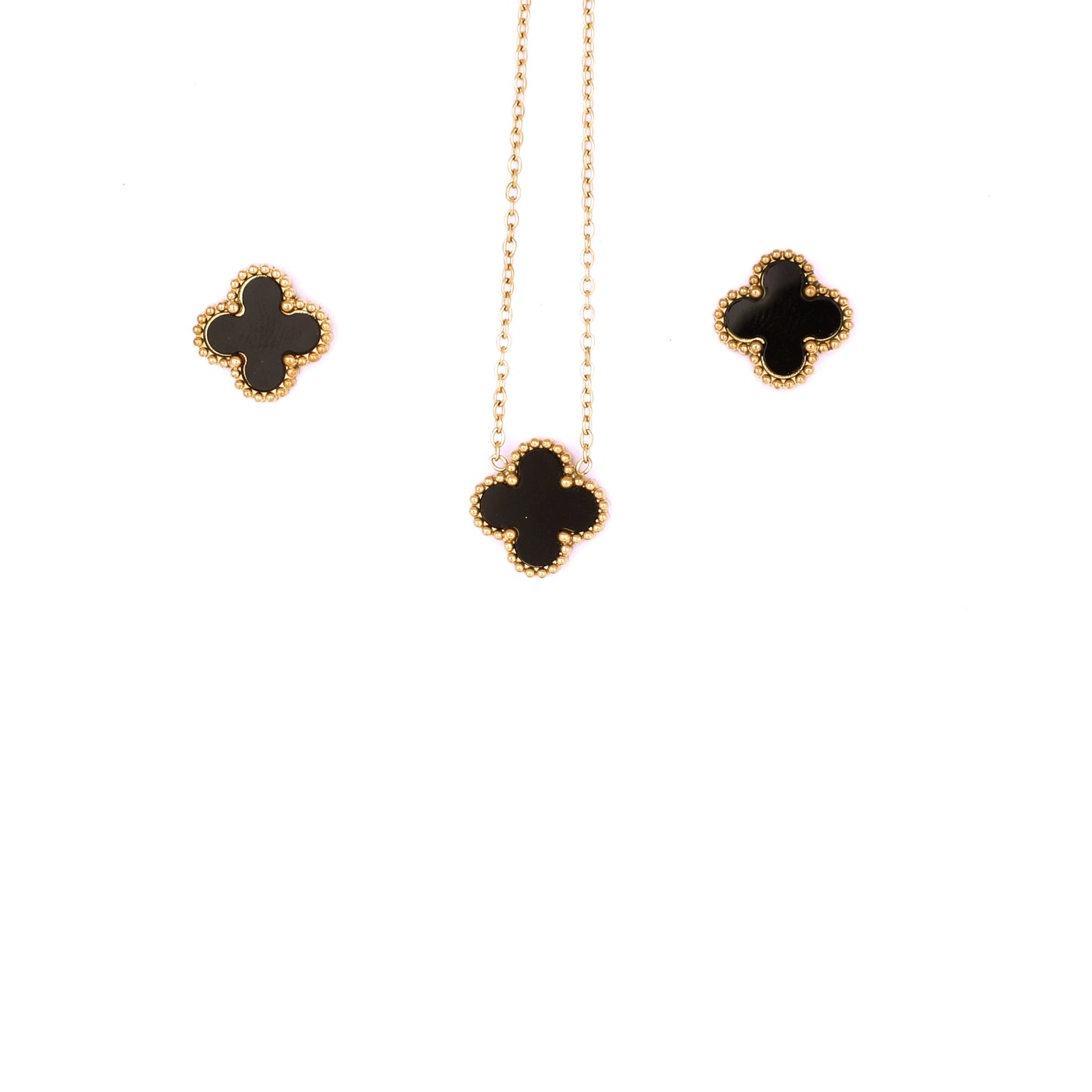 Black Clover Necklace And Earrings Set