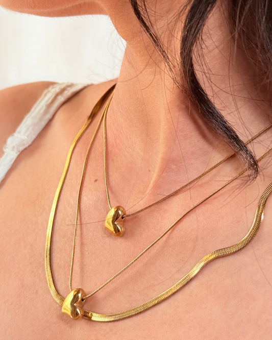 Starchic Layered Gold Heart Pendant Necklace