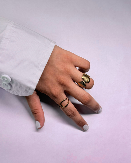 Starchic Dual-Band Gold-Tone Statement Ring for Women ✨